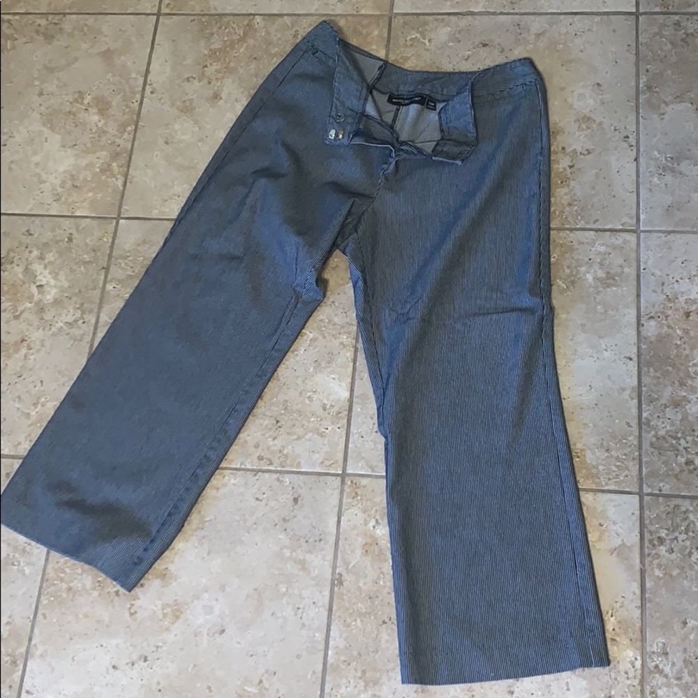 Wide leg denim pinstripe jean trousers